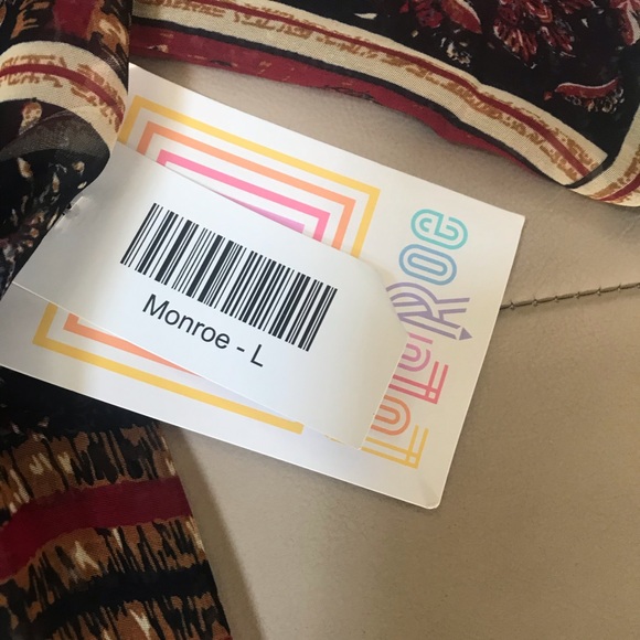 LuLaroe Monroe Fringed Kimono, Large, NWT - Picture 3 of 5